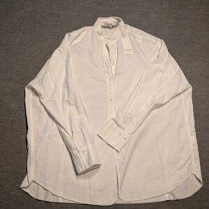 Vince Womens Linen Collared 3/4 Sleeve Button Down Lightweight Top White Size M